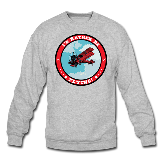 I'd Rather Be Flying - Badge - Crewneck Sweatshirt - heather gray