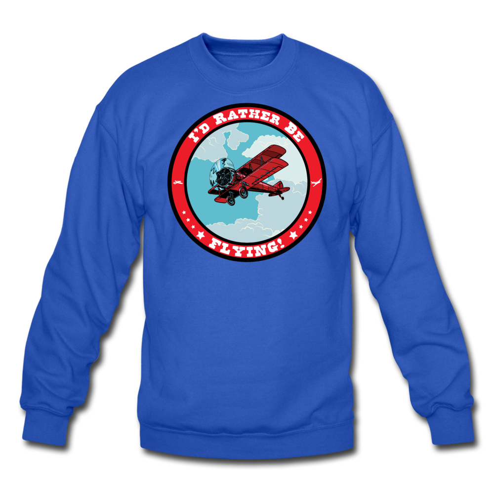 I'd Rather Be Flying - Badge - Crewneck Sweatshirt - royal blue