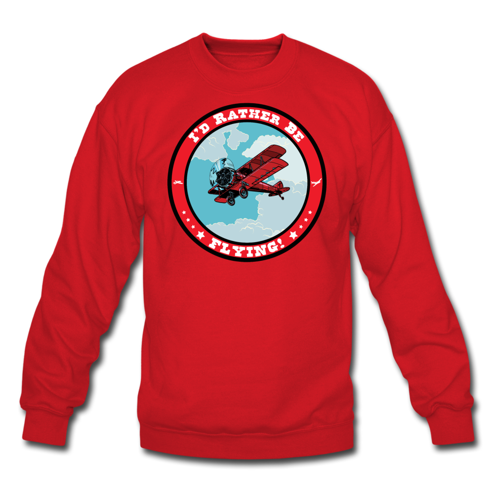 I'd Rather Be Flying - Badge - Crewneck Sweatshirt - red