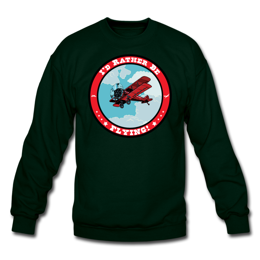 I'd Rather Be Flying - Badge - Crewneck Sweatshirt - forest green