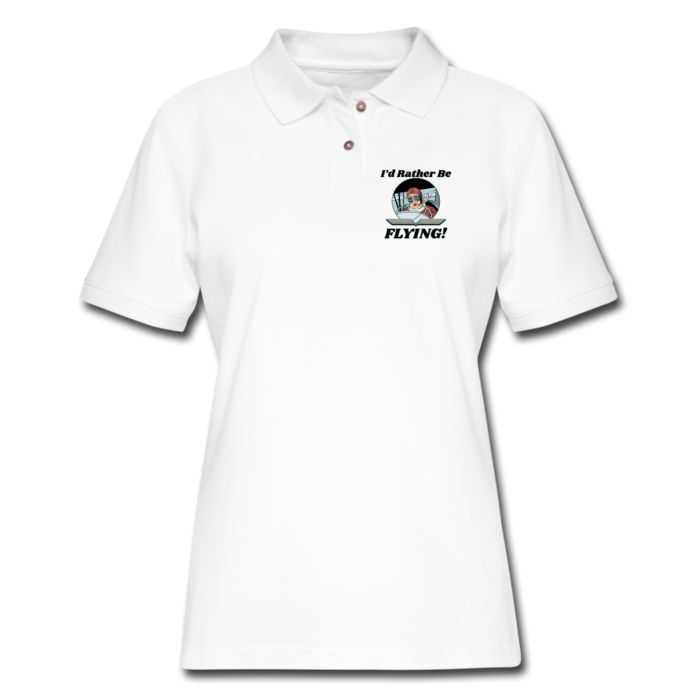 I'd Rather Be Flying - Women - Women's Pique Polo Shirt - white