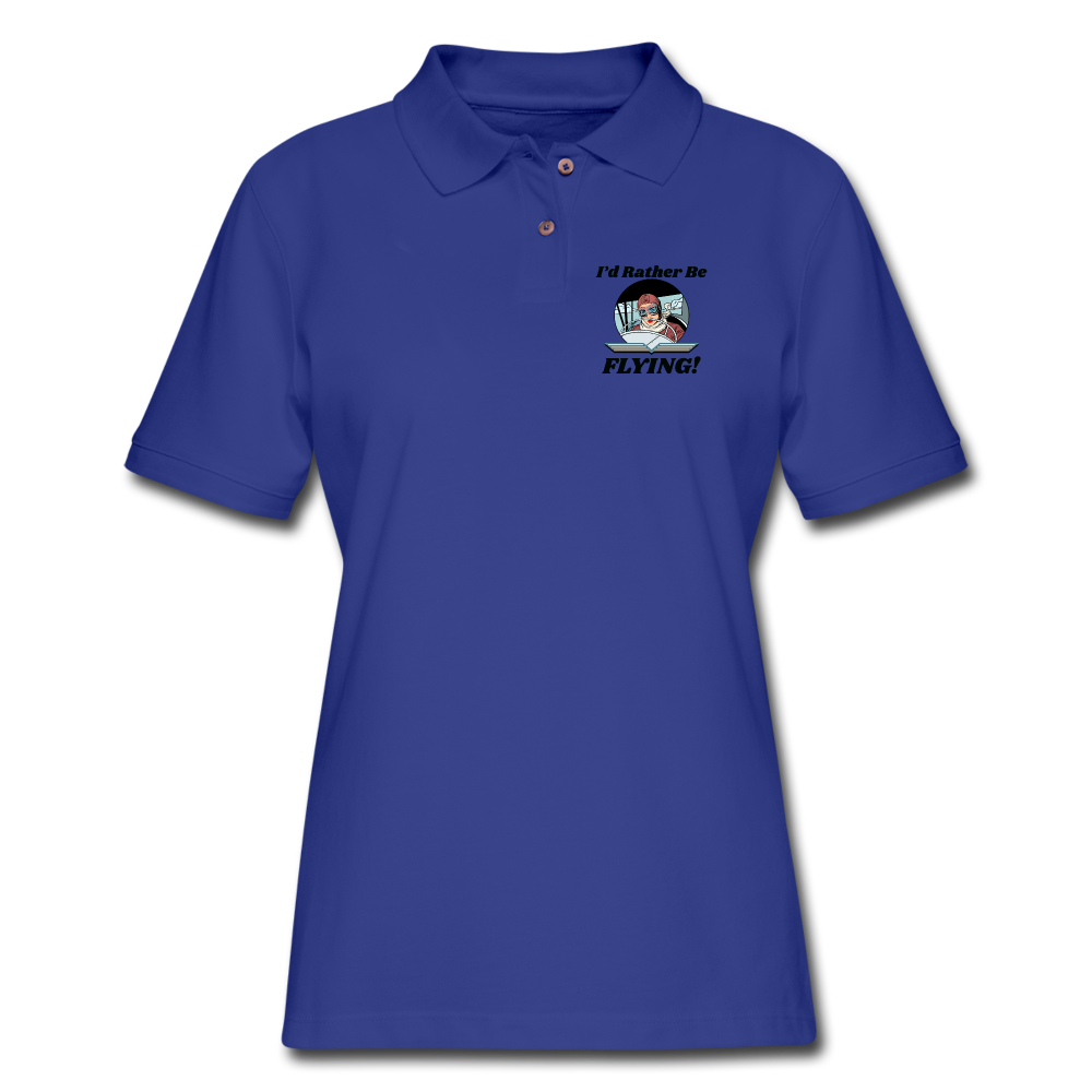 I'd Rather Be Flying - Women - Women's Pique Polo Shirt - royal blue