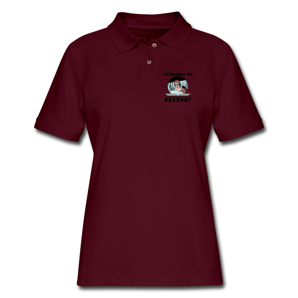 I'd Rather Be Flying - Women - Women's Pique Polo Shirt - burgundy