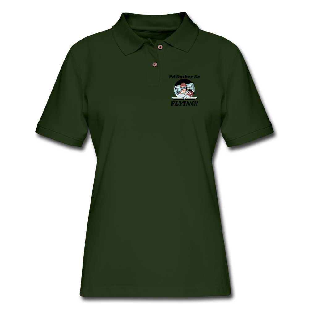 I'd Rather Be Flying - Women - Women's Pique Polo Shirt - forest green