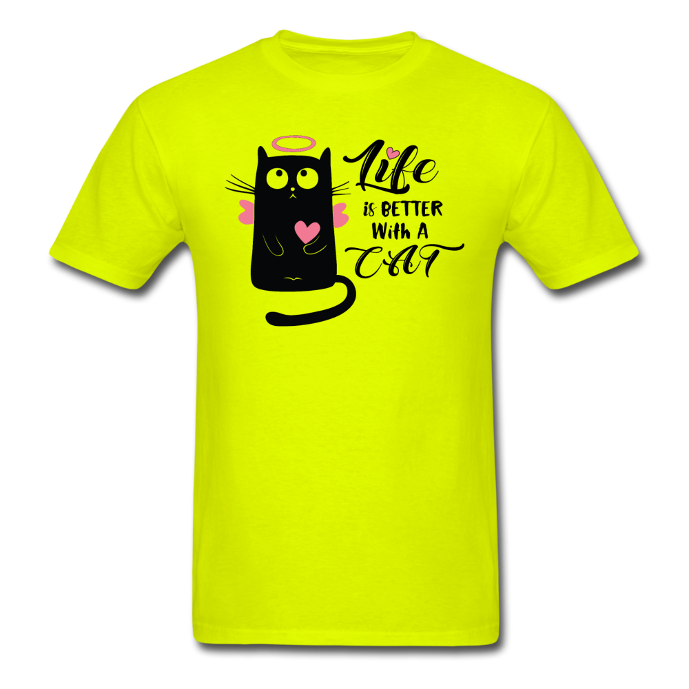 Life Is Better With A Cat - Unisex Classic T-Shirt - safety green