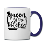 Queen Of The Kitchen - Contrast Coffee Mug - white/cobalt blue