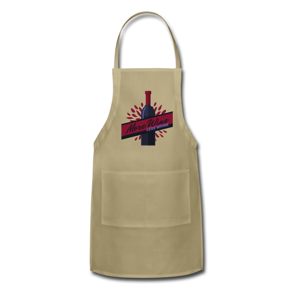 More Wine, Less Whine - Adjustable Apron - khaki