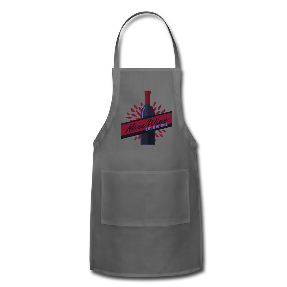 More Wine, Less Whine - Adjustable Apron - charcoal