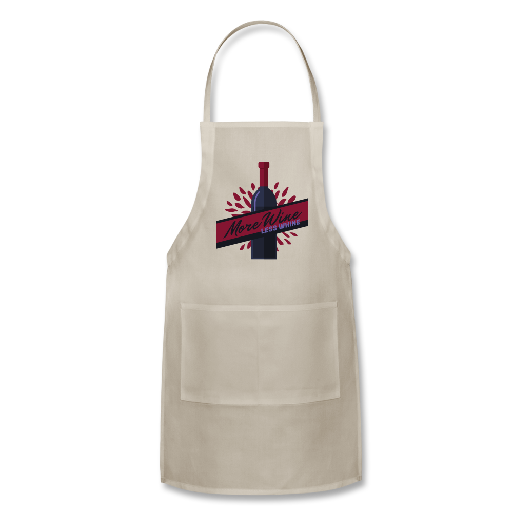 More Wine, Less Whine - Adjustable Apron - natural