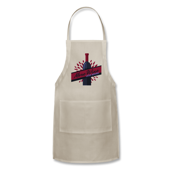 More Wine, Less Whine - Adjustable Apron - natural