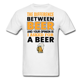 Difference Between Beer And Your Opinion - Unisex Classic T-Shirt - white