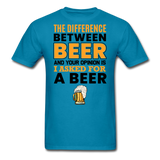 Difference Between Beer And Your Opinion - Unisex Classic T-Shirt - turquoise
