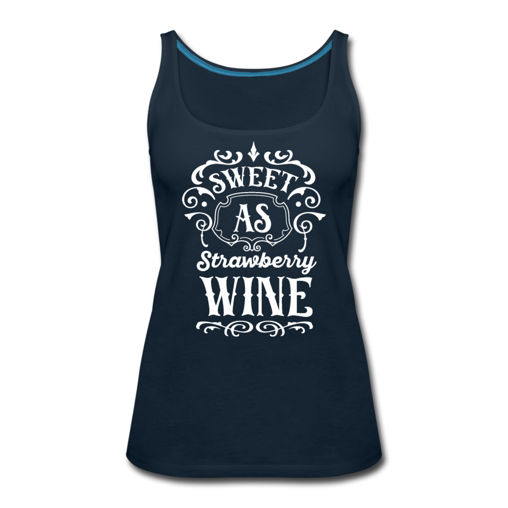 Sweet As Strawberry Wine - White - Women’s Premium Tank Top - deep navy