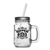 Super Dad - Black - Mason Jar - clear