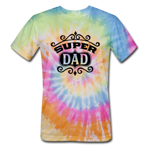 Super Dad - Black - Unisex Tie Dye T-Shirt - rainbow