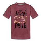 This Shark Is Four - Kids' Premium T-Shirt - heather burgundy