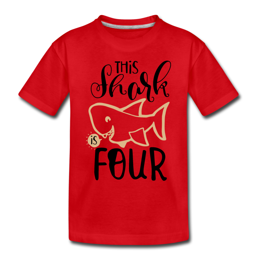 This Shark Is Four - Toddler Premium T-Shirt - red