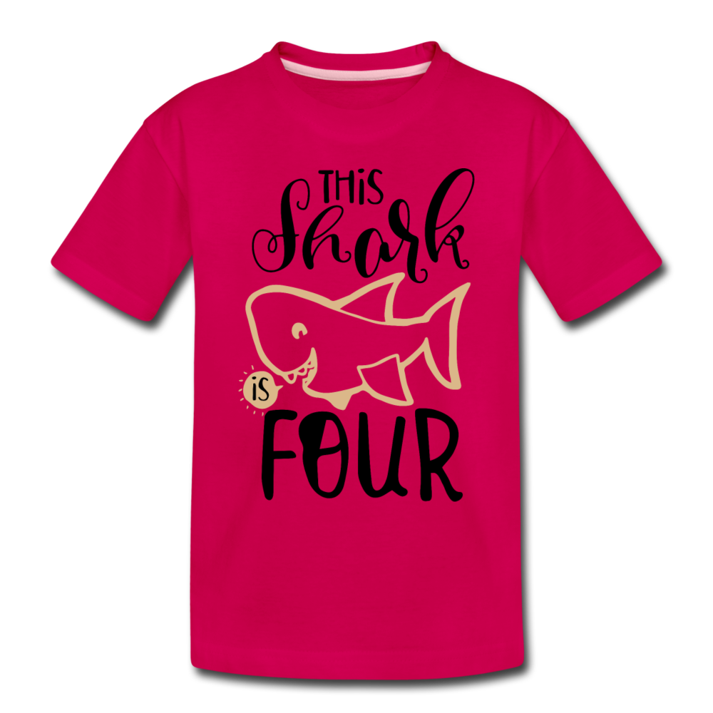 This Shark Is Four - Toddler Premium T-Shirt - dark pink