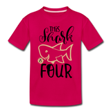 This Shark Is Four - Toddler Premium T-Shirt - dark pink
