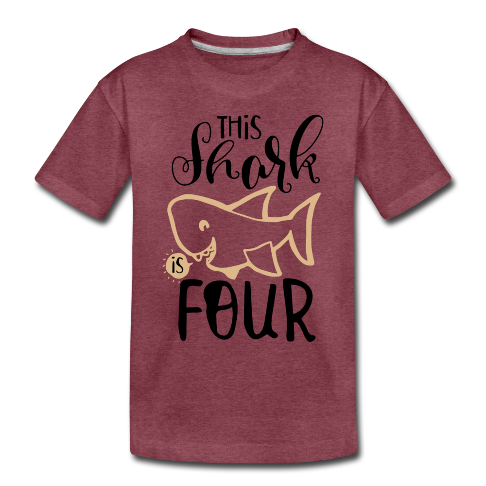 This Shark Is Four - Toddler Premium T-Shirt - heather burgundy