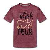 This Shark Is Four - Toddler Premium T-Shirt - heather burgundy