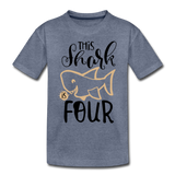 This Shark Is Four - Toddler Premium T-Shirt - heather blue
