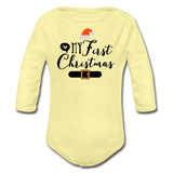 My First Christmas - Organic Long Sleeve Baby Bodysuit - washed yellow