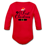 My First Christmas - Organic Long Sleeve Baby Bodysuit - red