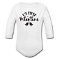 My First Valentine - Organic Long Sleeve Baby Bodysuit - white