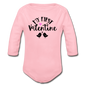 My First Valentine - Organic Long Sleeve Baby Bodysuit - light pink