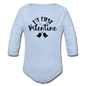 My First Valentine - Organic Long Sleeve Baby Bodysuit - sky