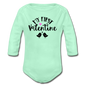 My First Valentine - Organic Long Sleeve Baby Bodysuit - light mint