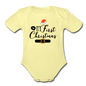 My First Christmas - Organic Short Sleeve Baby Bodysuit - washed yellow