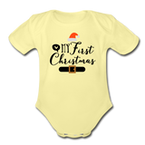 My First Christmas - Organic Short Sleeve Baby Bodysuit - washed yellow
