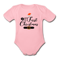 My First Christmas - Organic Short Sleeve Baby Bodysuit - light pink