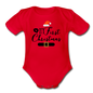 My First Christmas - Organic Short Sleeve Baby Bodysuit - red