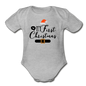 My First Christmas - Organic Short Sleeve Baby Bodysuit - heather gray