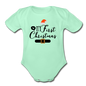 My First Christmas - Organic Short Sleeve Baby Bodysuit - light mint