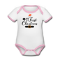 My First Christmas - Organic Contrast Short Sleeve Baby Bodysuit - white/pink