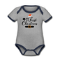 My First Christmas - Organic Contrast Short Sleeve Baby Bodysuit - heather gray/navy