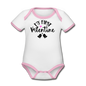 My First Valentine - Organic Contrast Short Sleeve Baby Bodysuit - white/pink