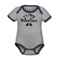 My First Valentine - Organic Contrast Short Sleeve Baby Bodysuit - heather gray/navy