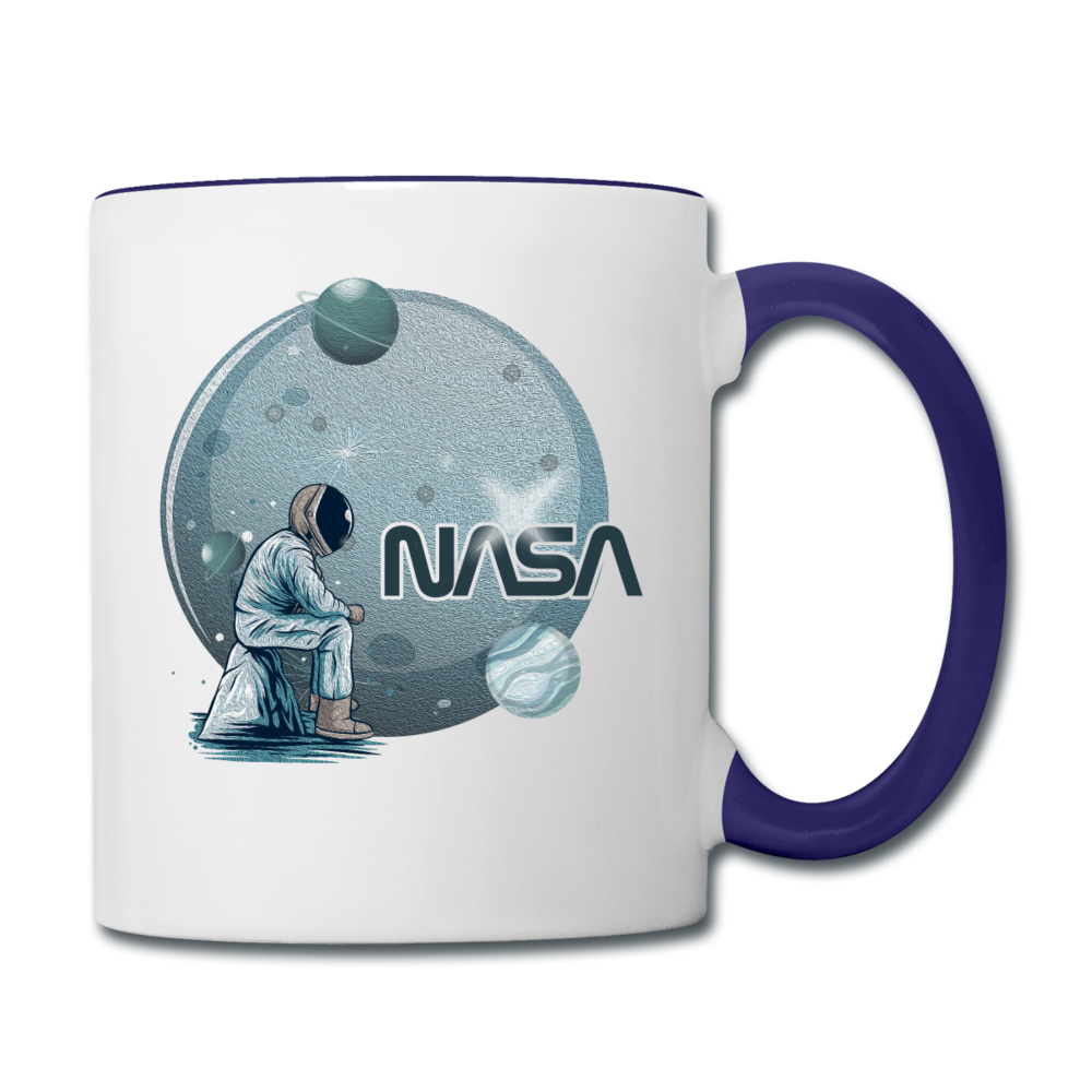 NASA - Astronaut And Planets - Contrast Coffee Mug - white/cobalt blue