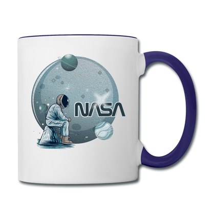 NASA - Astronaut And Planets - Contrast Coffee Mug - white/cobalt blue