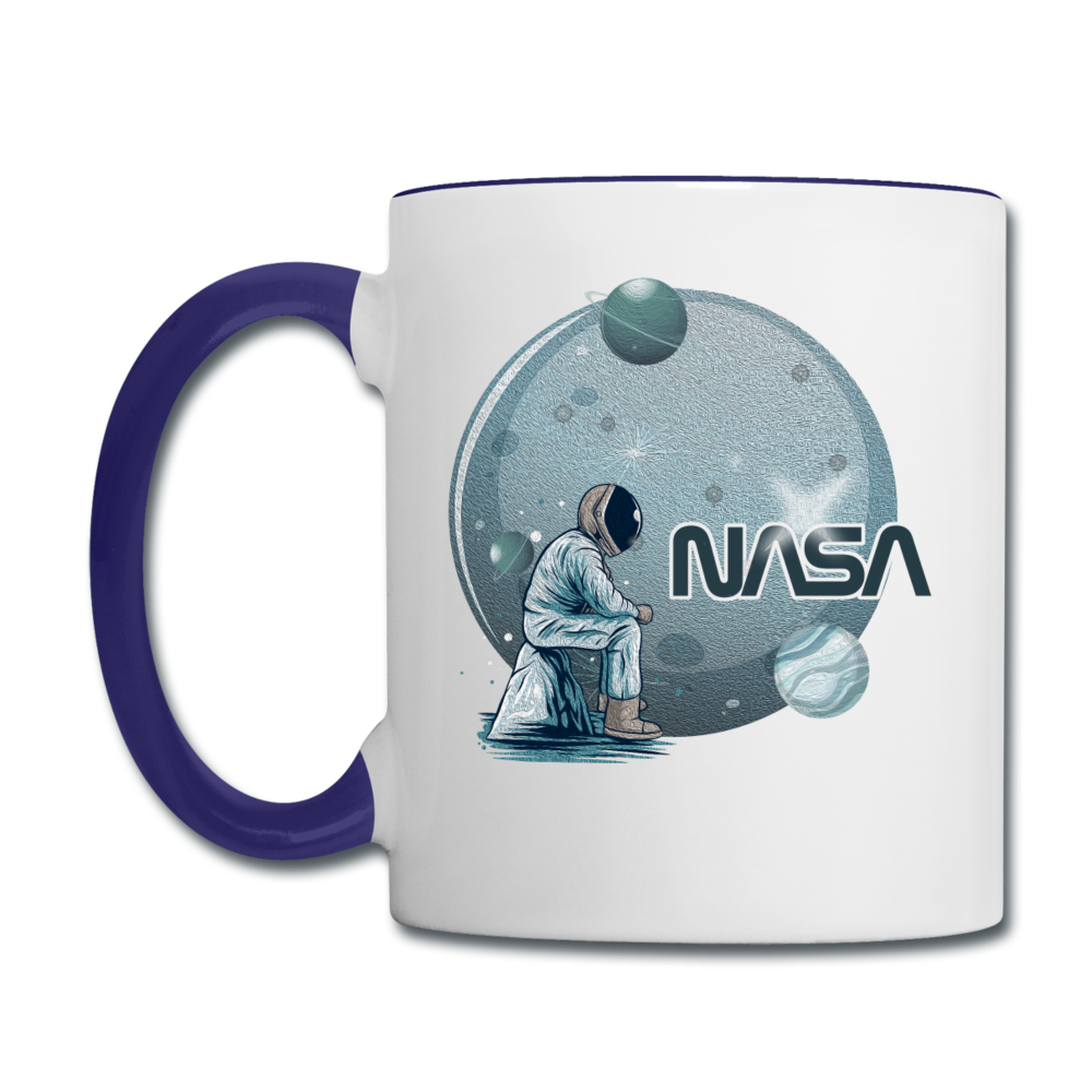 NASA - Astronaut And Planets - Contrast Coffee Mug - white/cobalt blue