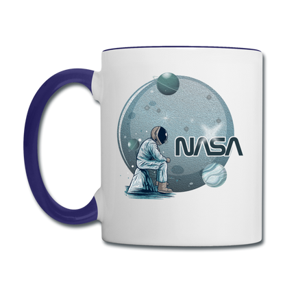 NASA - Astronaut And Planets - Contrast Coffee Mug - white/cobalt blue