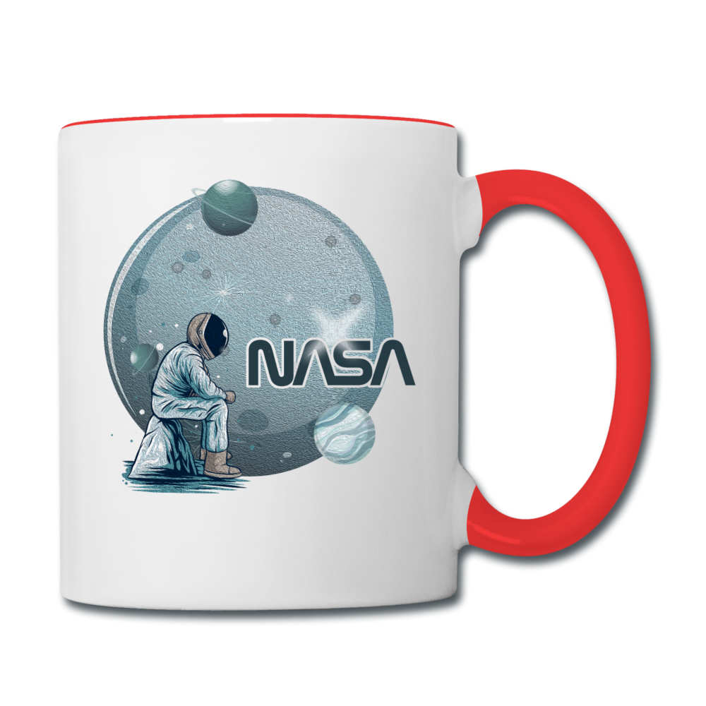 NASA - Astronaut And Planets - Contrast Coffee Mug - white/red