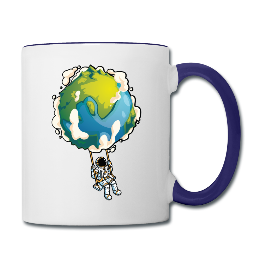 Astronaut - Earth Swing - Contrast Coffee Mug - white/cobalt blue