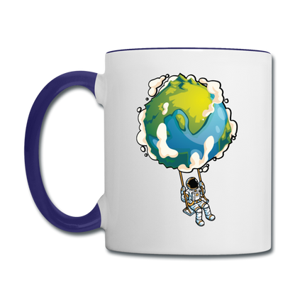 Astronaut - Earth Swing - Contrast Coffee Mug - white/cobalt blue