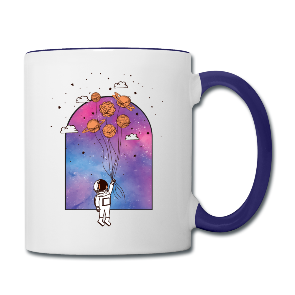 Astronaut - Planet Balloons - Contrast Coffee Mug - white/cobalt blue